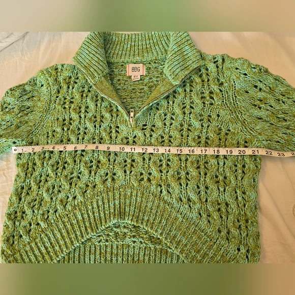 🧶 Urban Outfitters BDG Chunky Knit Quarter-Zip Sweater Pullover Green M - Picture 5 of 16